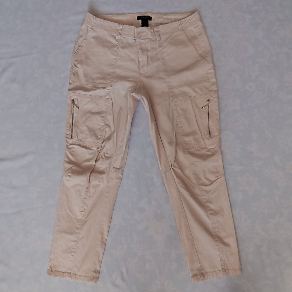 White House Black Market Tan Cargo Pants Size 10 - Zip Utility Pockets Cotton
